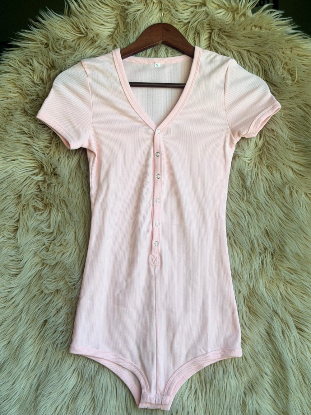NWOT • Ribbed Sleep Romper • S • Pink